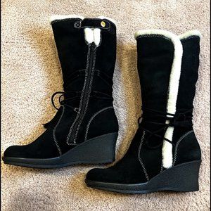 GH Bass: Womens Black Suede Fur Lined Boots - 7 1/2 M